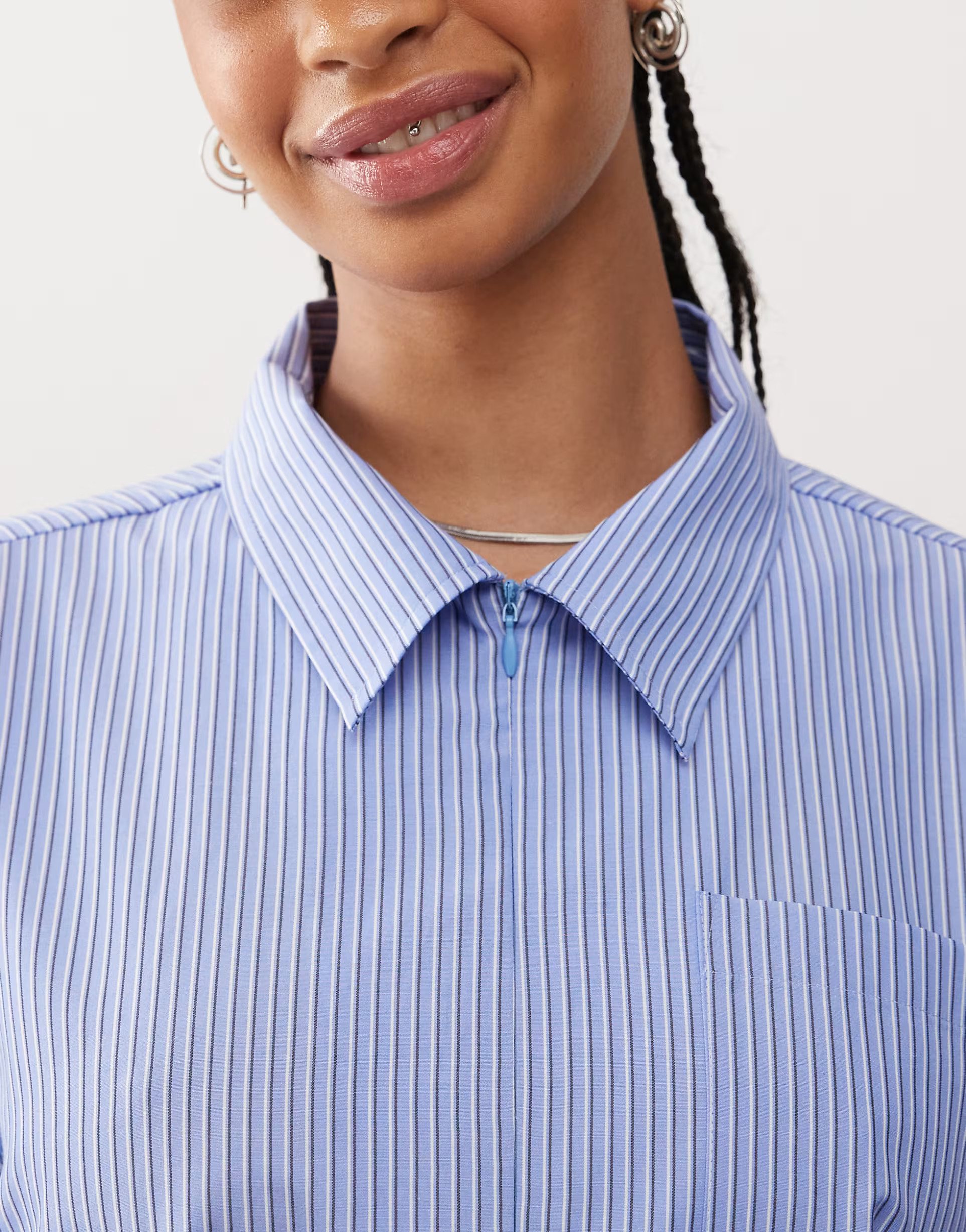 COLLUSION tent shirt dress with bubble hem in blue stripe | ASOS (Global)
