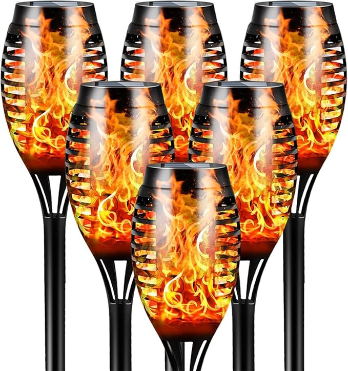 Otdair Solar Lights Outdoor Waterproof, 12LED Torches for Outside with Flickering Flame, Solar To... | Amazon (US)
