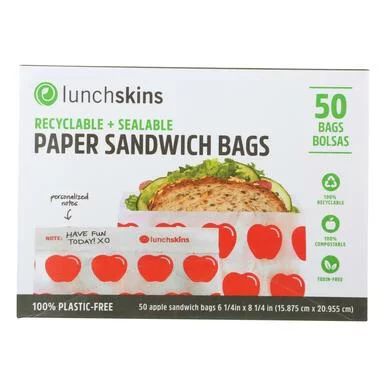 Lunchskins Recyclable + Sealable Paper Sandwich Bags, 50-count, Apple | Walmart (US)
