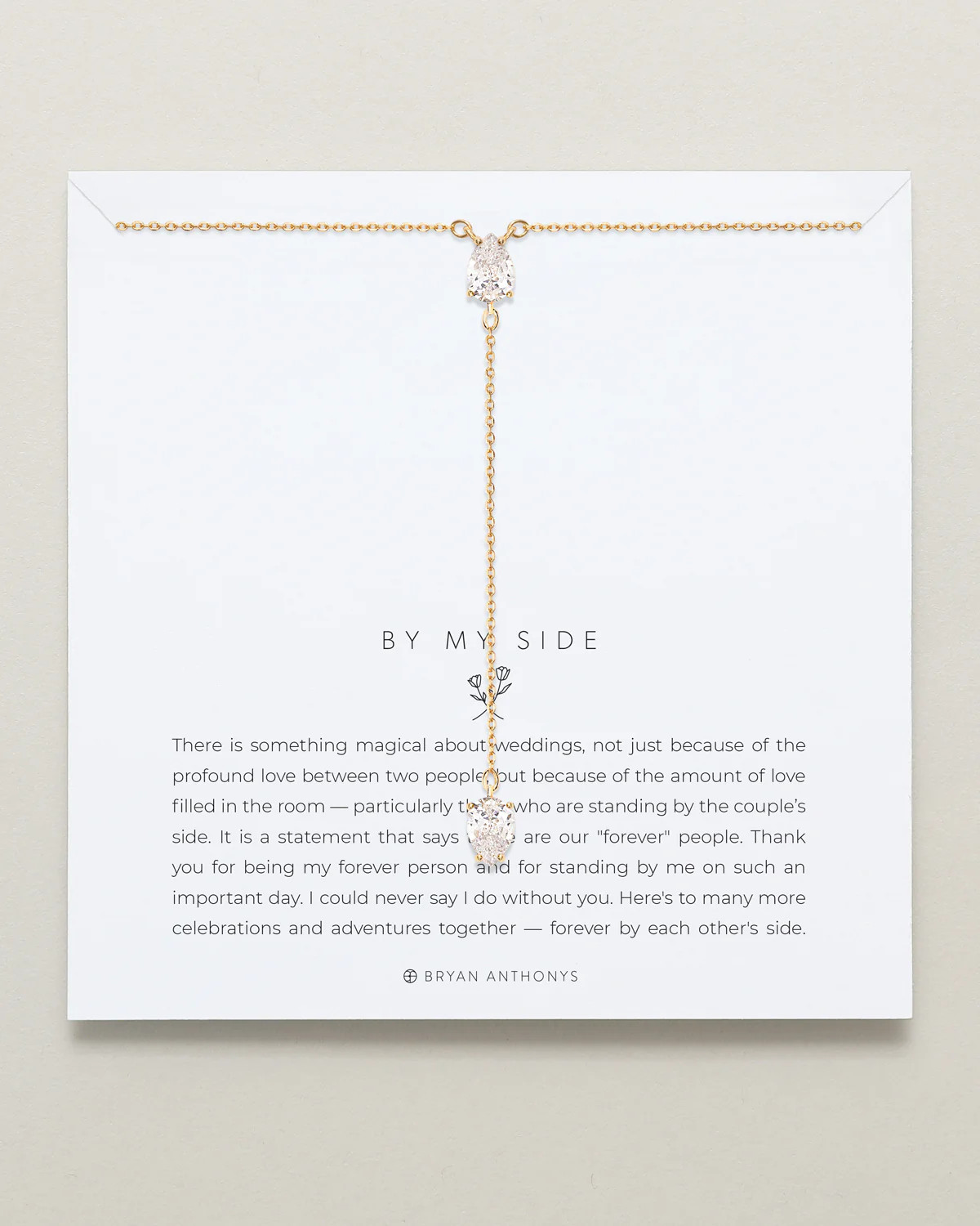 By My Side Pear Cut Lariat Bridesmaid Necklace | Bryan Anthonys | Bryan Anthonys