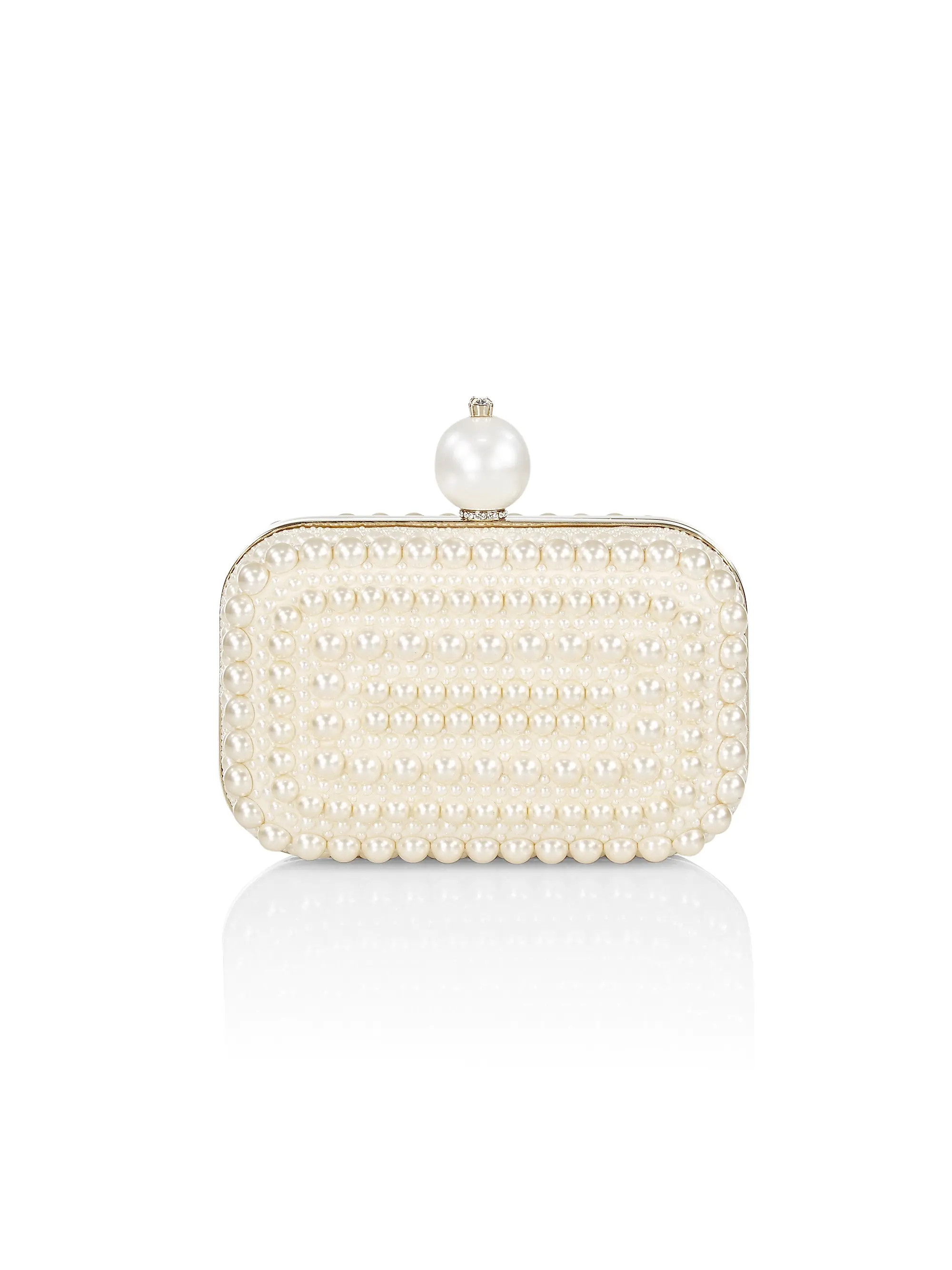 Small Cloud Faux Pearl-Embellished Leather Clutch | Saks Fifth Avenue