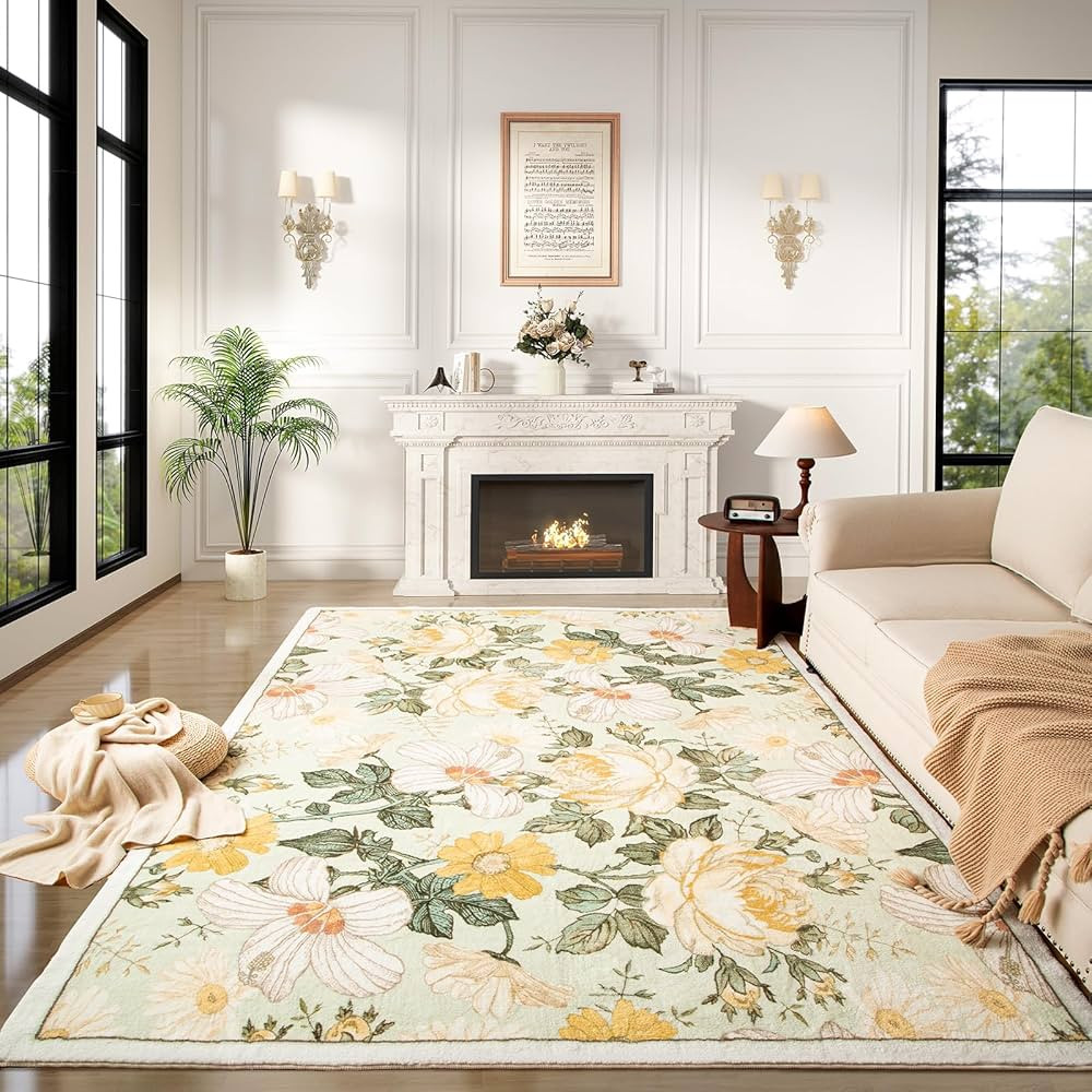 SOULFUL Soft 6x9 Area Rugs for Living Room, Large Floral Area Rug for Bedroom, Washable Plush and... | Amazon (US)