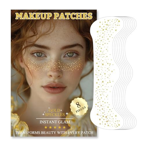 TVQBXP Glitter Freckles Face Tattoo - Gold Glitter Makeup Patches, Women Face Speckles Patches (Gold, 8 Pcs) | Amazon (US)