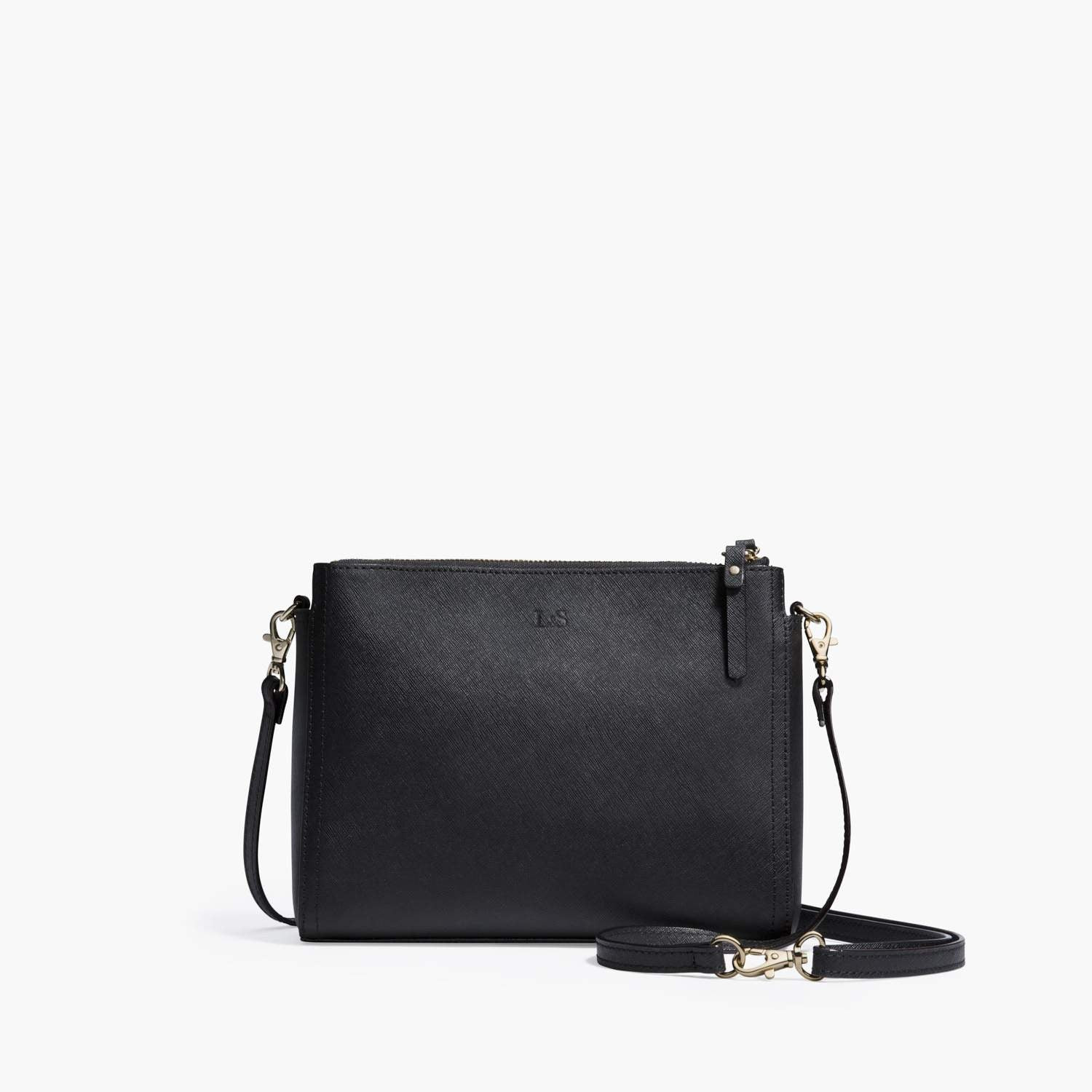 Lo & Sons Pearl Crossbody Bag - Saffiano Leather - Black/Gold/Grey | Lo & Sons