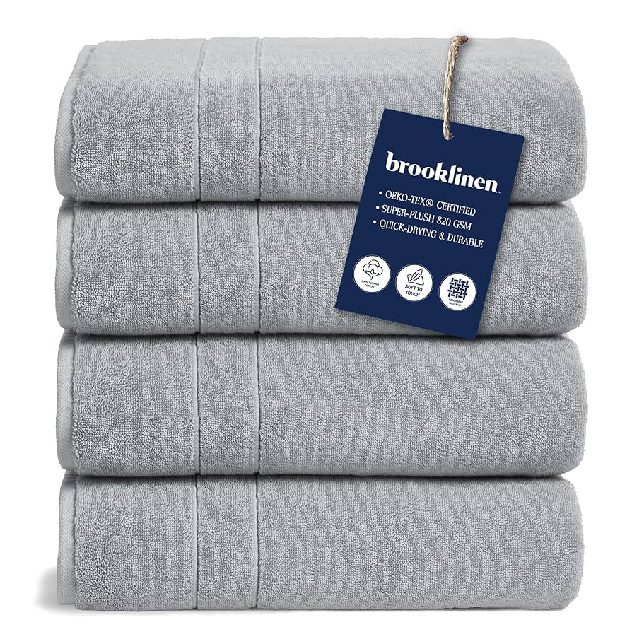 Brooklinen Super-Plush Turkish Cotton Bath Towel Set - Includes 4 Bath Towels Cotton, 820 GSM, Hi... | Amazon (US)
