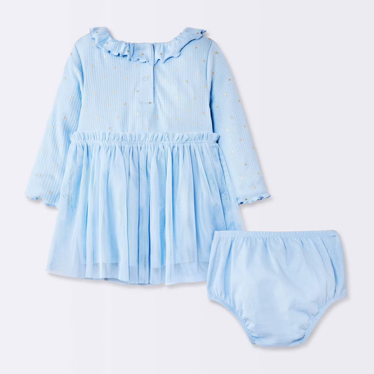 Baby Girls' Star Long Sleeve Modal Ribbed Tulle Dress - Cloud Island™ Blue | Target