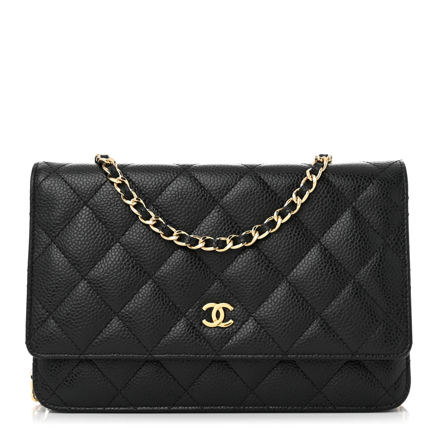 Caviar Quilted Wallet on Chain WOC Black | FASHIONPHILE (US)