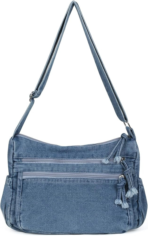 ALUSBELL Large Denim Tote Bag for Women Lightweight Denim Purses Jean Shoulder Bag Retro Crossbod... | Amazon (US)