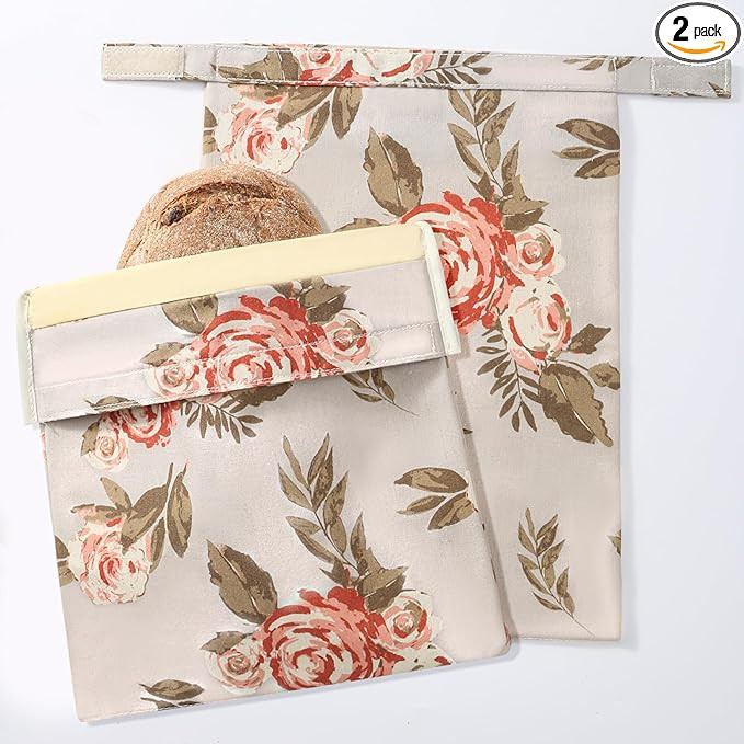 Beeswax Bread Bags for Homemade Bread. Beeswax Bags for Sourdough.（2 Pack Flower Design). 11 * ... | Amazon (US)