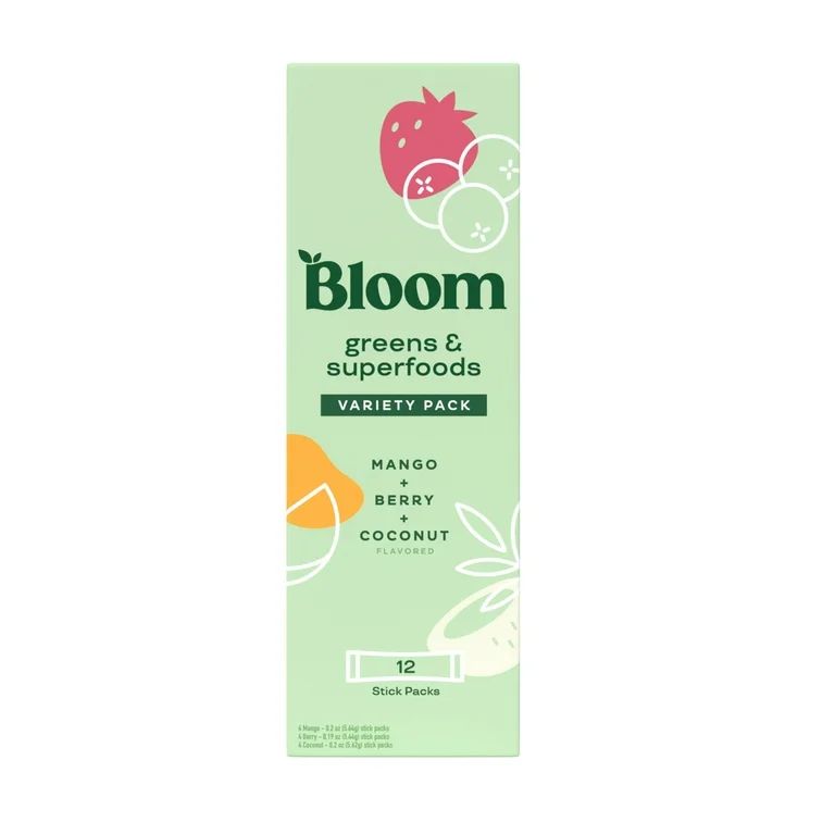 Bloom Nutrition Greens & Superfoods Powder Sticks, Mango, Berry, and Coconut, 12 Count | Walmart (US)