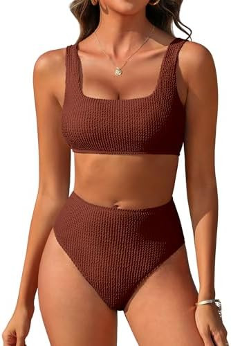 ANRABESS Women Swimsuits Two Piece Bikini Set High Waisted Ribbed Tummy Control Modest Bathing Su... | Amazon (US)