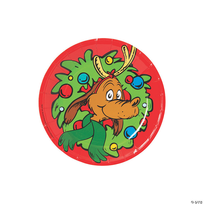 7" Dr. Seuss™ The Grinch Max Multicolor Paper Dessert Plates - 8 Ct. | Oriental Trading Company