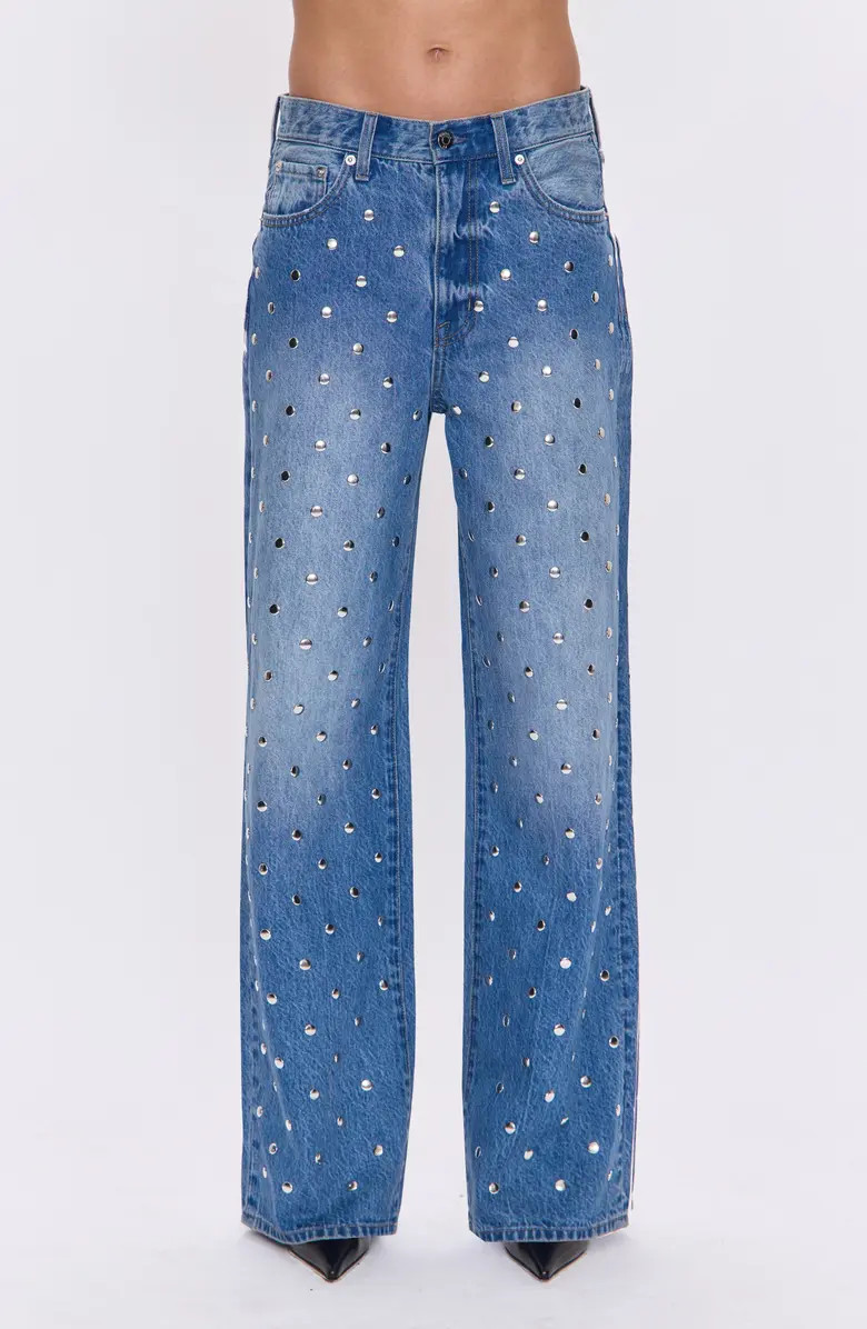 Hendrix Embellished Rivets High Waist Straight Leg Jeans | Nordstrom