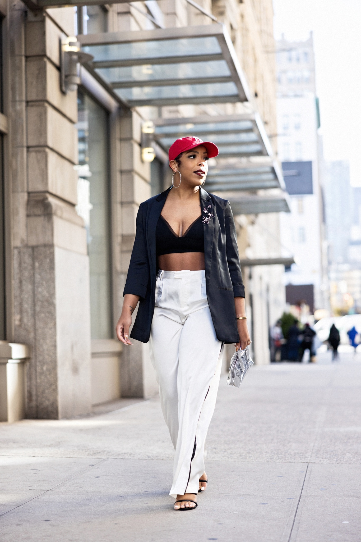 Tomboy chic look with the balance of a satin blazer & satin wide-leg pants with a casual baseball cap. Definitely a high-low look that can go from day to night. And on sale!

#LTKsalealert #LTKstyletip #LTKunder100