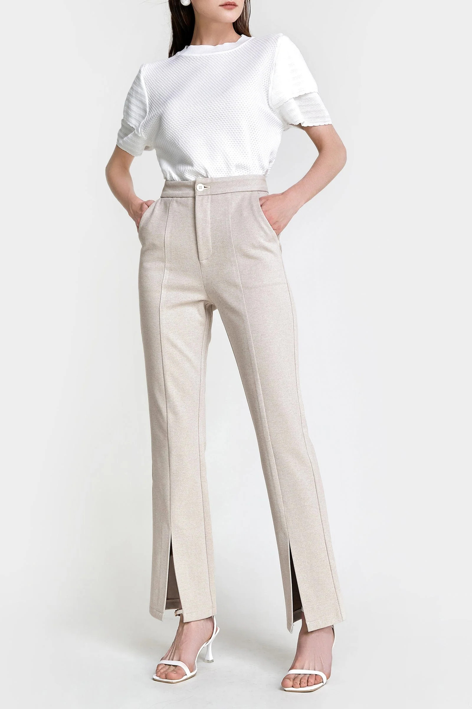 Ebrill White Smoke Straight Leg Pants | J.ING