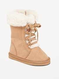 Unisex Cozy-Lined Faux-Suede Lace-Up Boots for Toddler | Old Navy (US)
