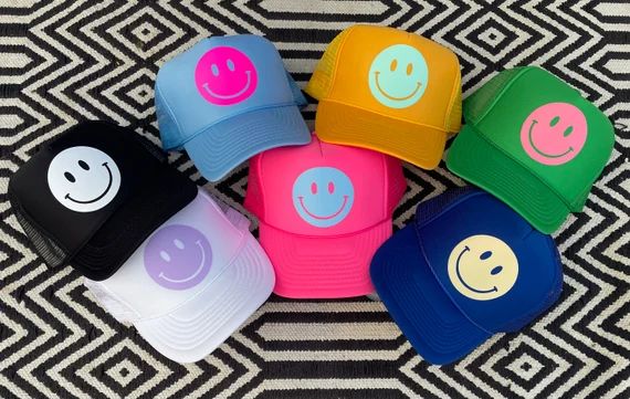 Smiley Face Trucker Hat Happy Hues Collection!! | Etsy (US)