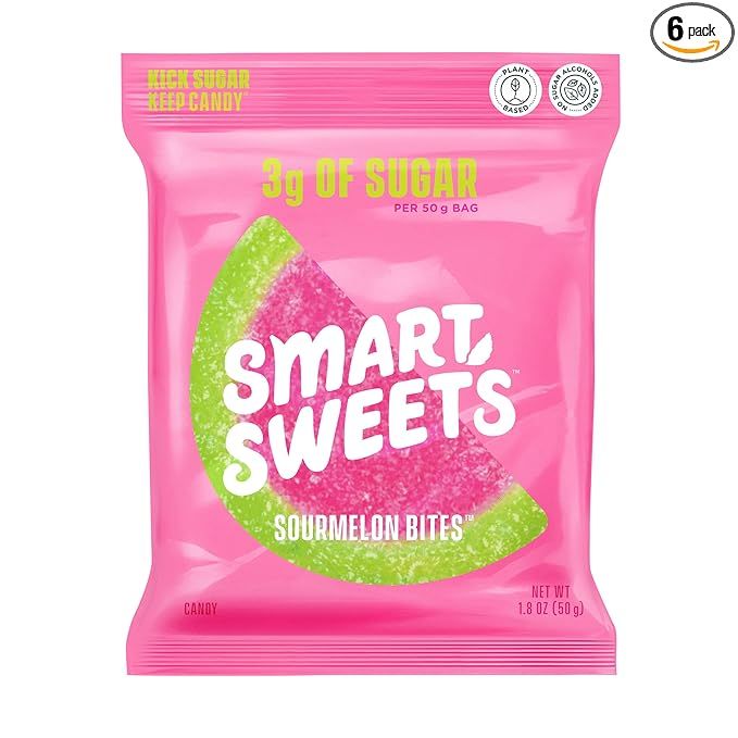 SmartSweets Sourmelon Bites, 1.8oz (Pack of 6), Sour Watermelon Gummy Candy with Low Sugar (3g), ... | Amazon (US)