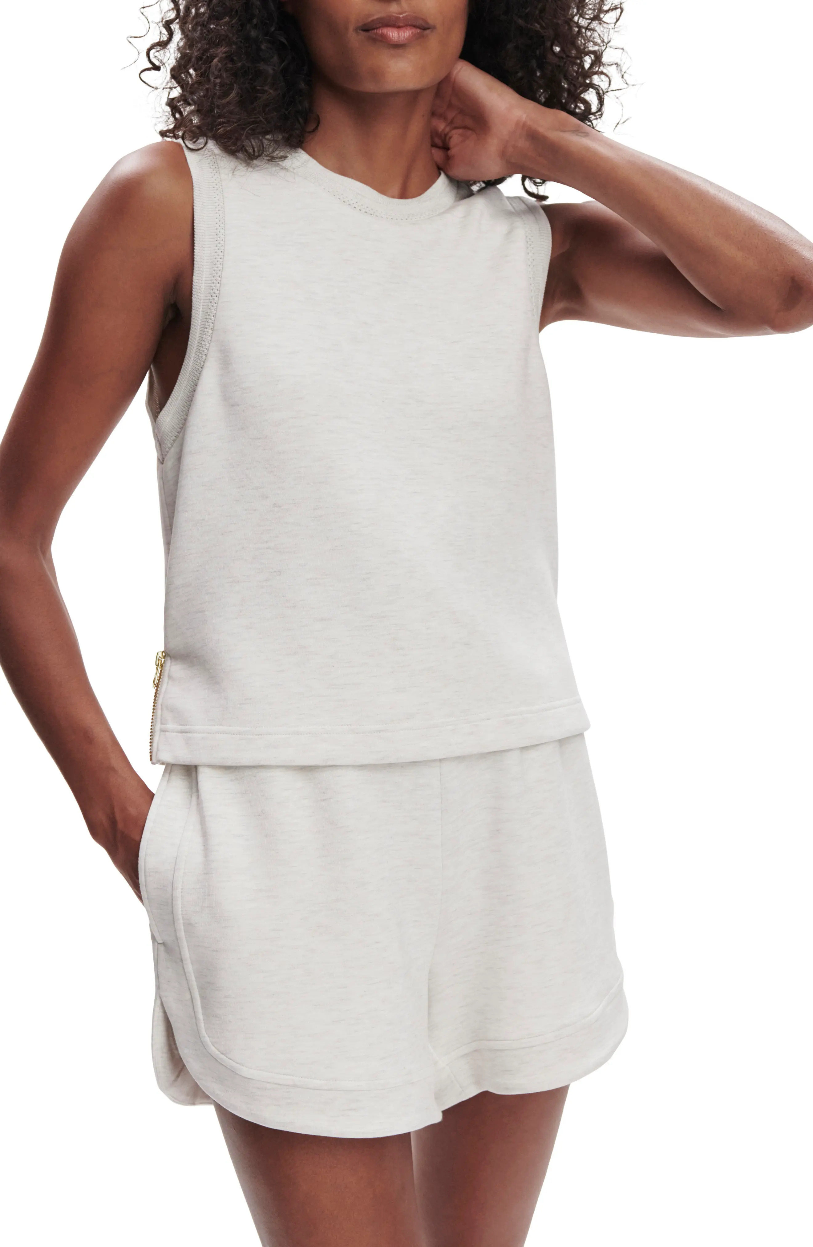 Varley Shea Crop Tank in Ivory Marl at Nordstrom, Size X-Small | Nordstrom