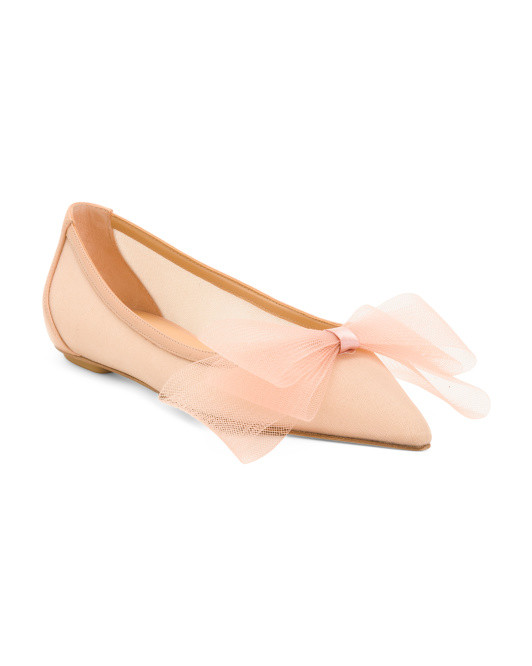 Made In Spain Leather Blushing Bow Flats | TJ Maxx