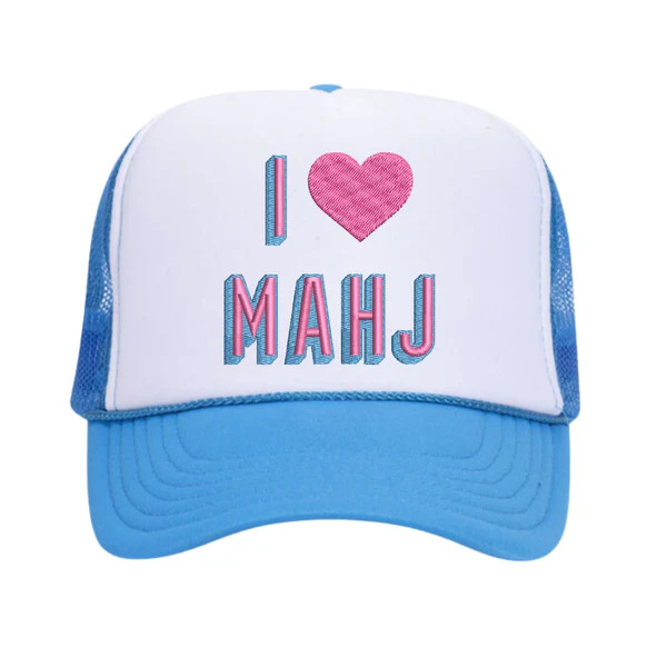 I Heart Mahjong Embroidered Trucker Hat | Sprinkled With Pink