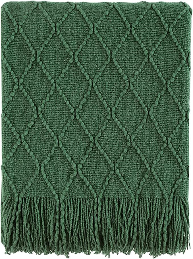BOURINA Throw Blanket-50 x60 Green, Textured Solid Soft SofaThrow, Knitted Decorative Throw Blank... | Amazon (US)