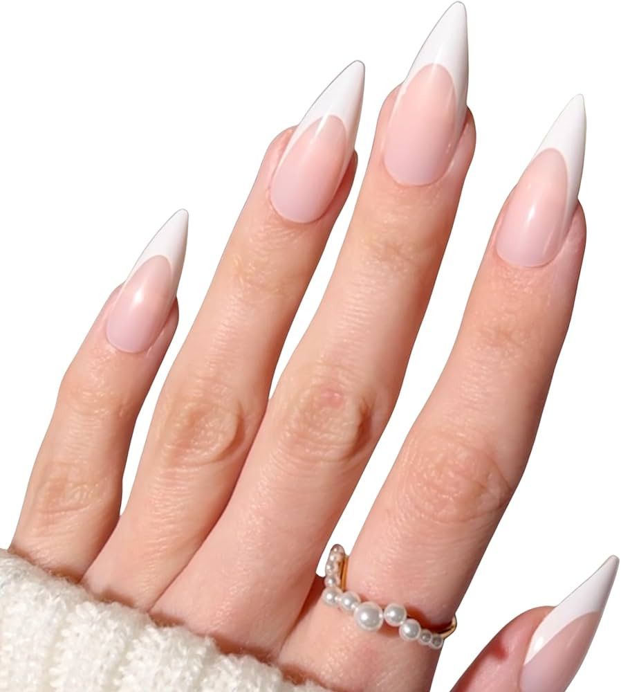 PaintLab Press-On Nails Manicure Kit, French Tip Stiletto, 24-Piece Set, Long-Lasting Fake Nails ... | Amazon (US)