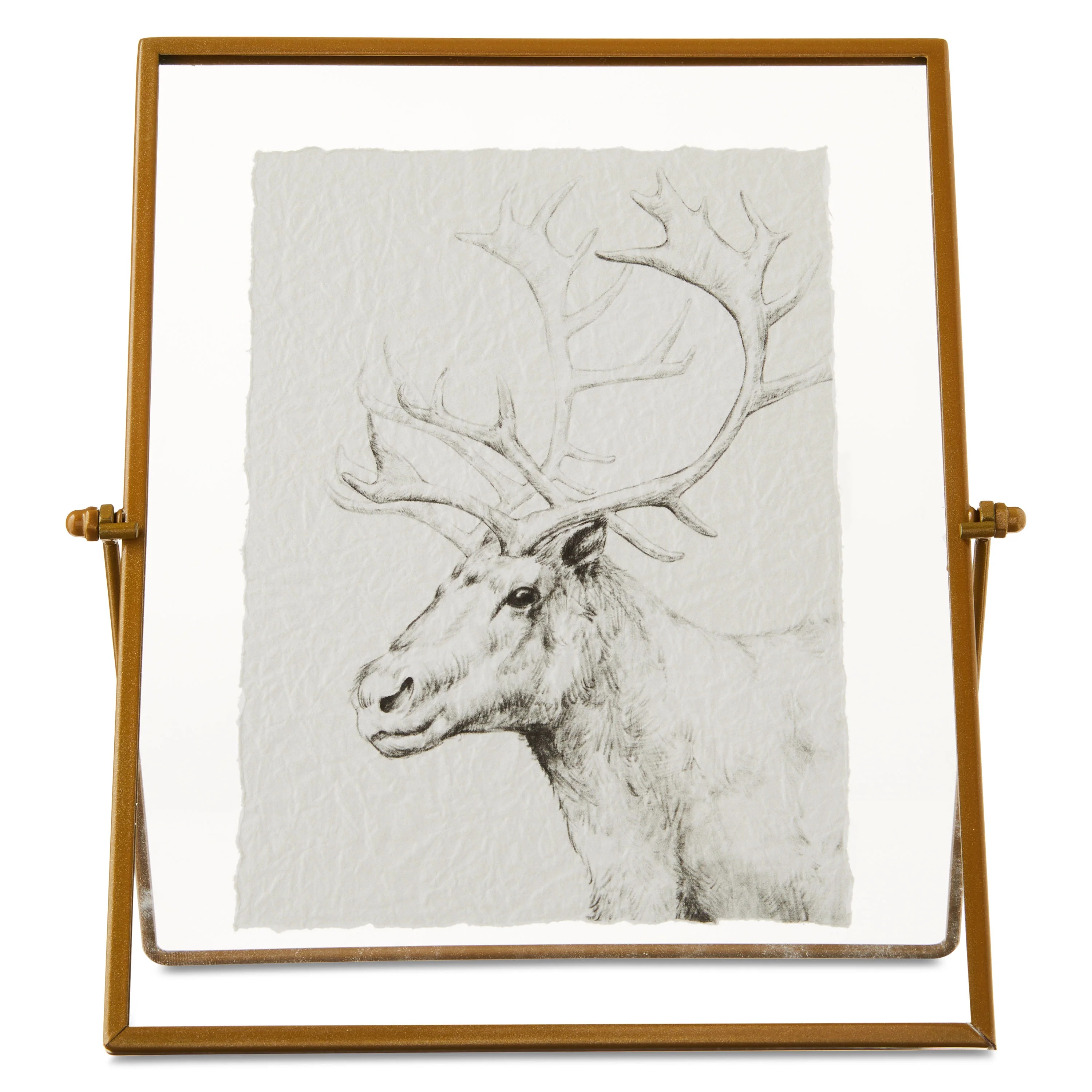 Deer Pencil Drawing Framed Traditional Christmas Tabletop Decoration, 7" x 9", by Holiday Time - ... | Walmart (US)
