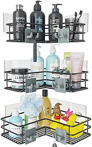 Purdaz Corner Shower Caddy Shelf Organizer, Bathroom Basket with Movable 6 Hooks, Shower Shelf Wall  | Amazon (US)
