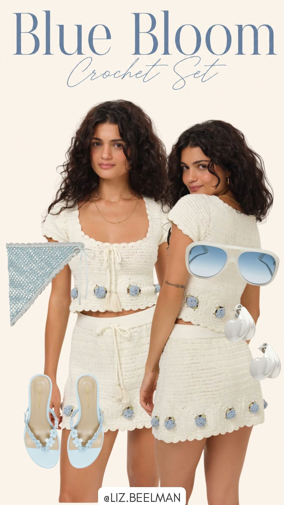 BLUE BLOOM CROCHET SET 

 