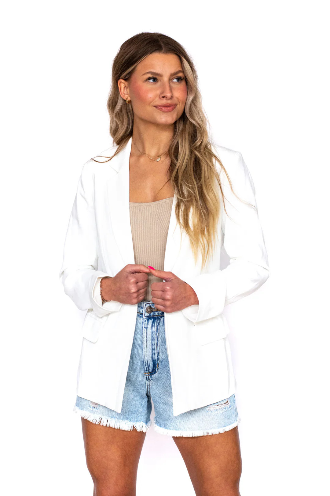 Nothing New White Knit Blazer | Apricot Lane Boutique
