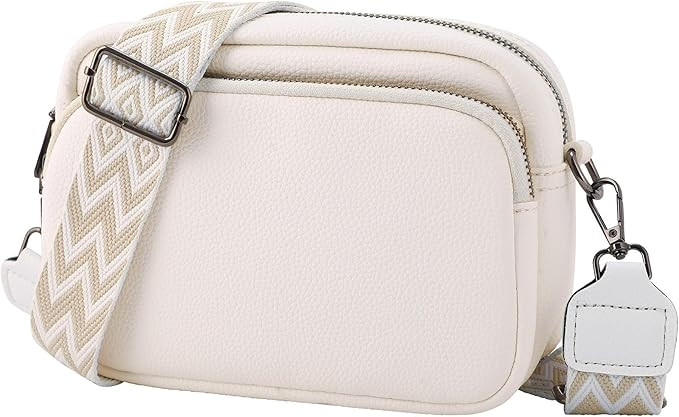 Crossbody Purse for Women with Adjustable Wide Guitar Strap, Small Vegan Leather Cross Body Camer... | Amazon (US)