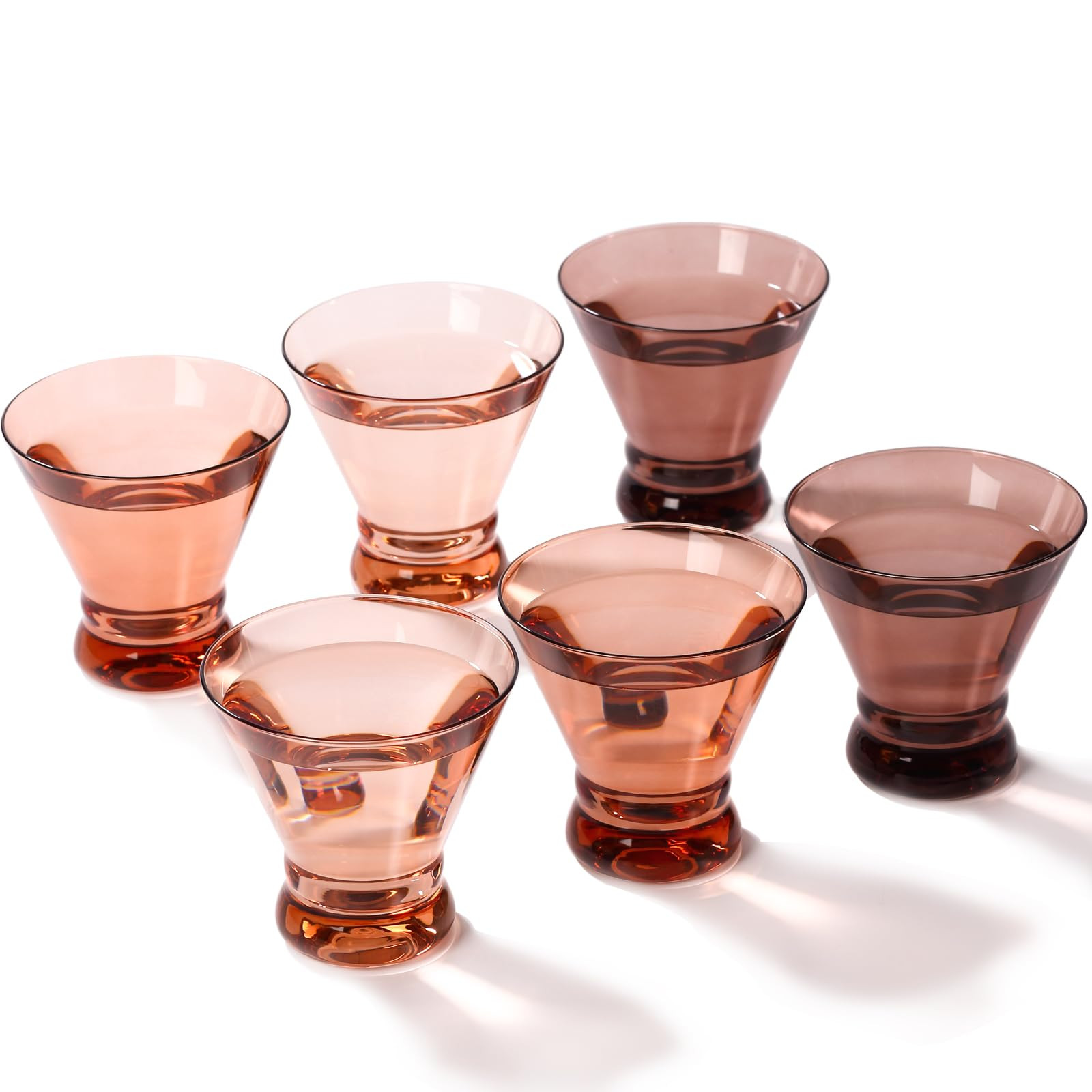 Venus Martini Glasses Set of 6, Stemless Martini Cocktail Glasses for Margarita, Manhattan, Cosmo... | Amazon (US)