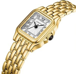 CHEETAH Gold Watches for Women with Small Vintage Bracelet, Rectangular Case Roman Dial | Amazon (US)
