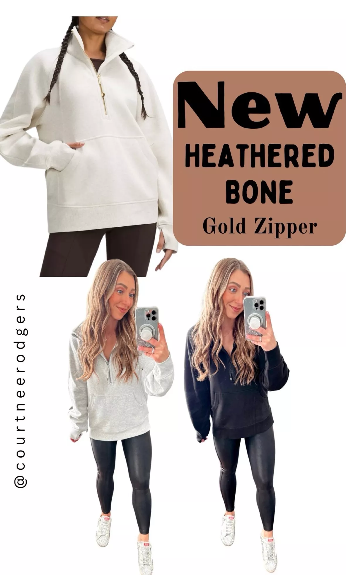 Lululemon Scuba Full-zip Hoodie - Heathered Bone/gold