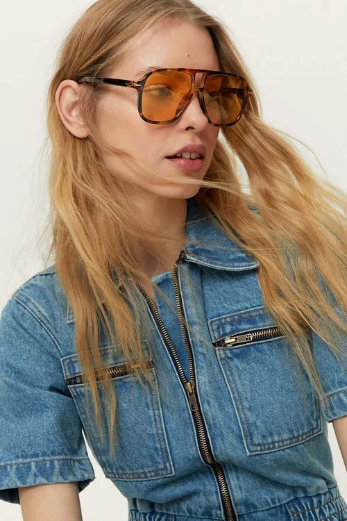 Tort Tinted Lense Aviator Sunglasses | NastyGal (UK, IE)