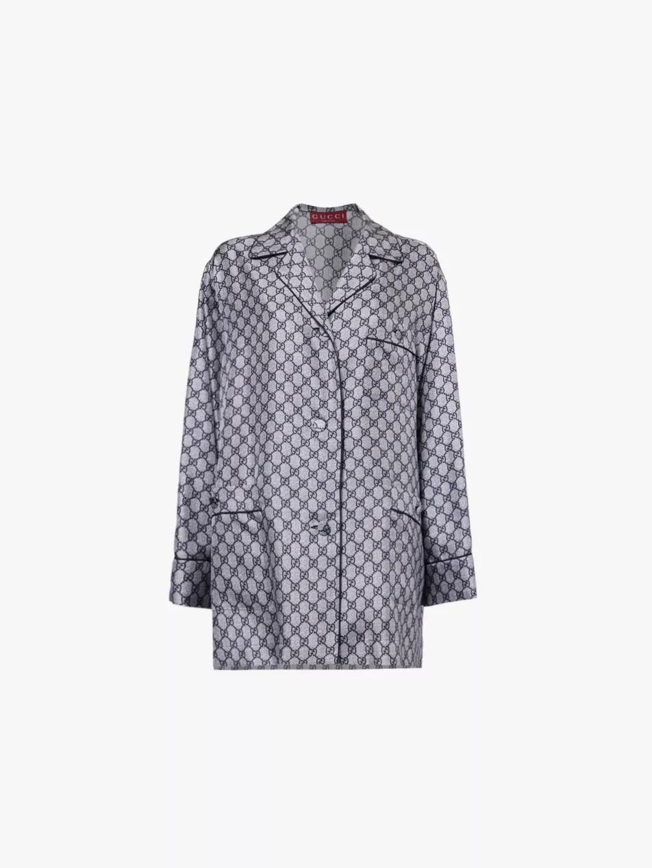 GG Supreme oversized-fit silk shirt | Selfridges