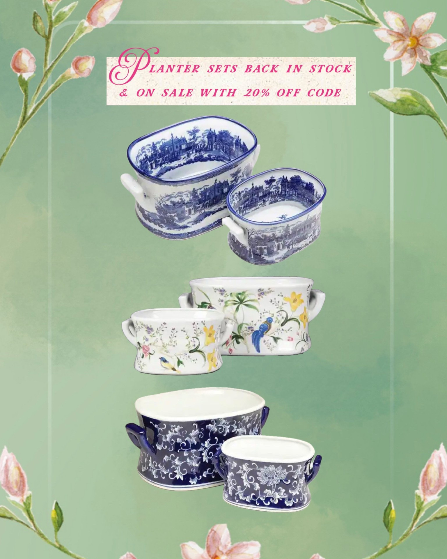 Back in stock and on sale!!!!! Chinoiserie Footbath planter sets are a beloved favorite.. they sell fast and I have some linked! These make beautiful statement pieces for floral arrangements or even chilling beverages for holiday entertaining! 

#floralarranging #planters #chinoiseriefootbathplanters

#LTKHome #LTKWedding #LTKSaleAlert