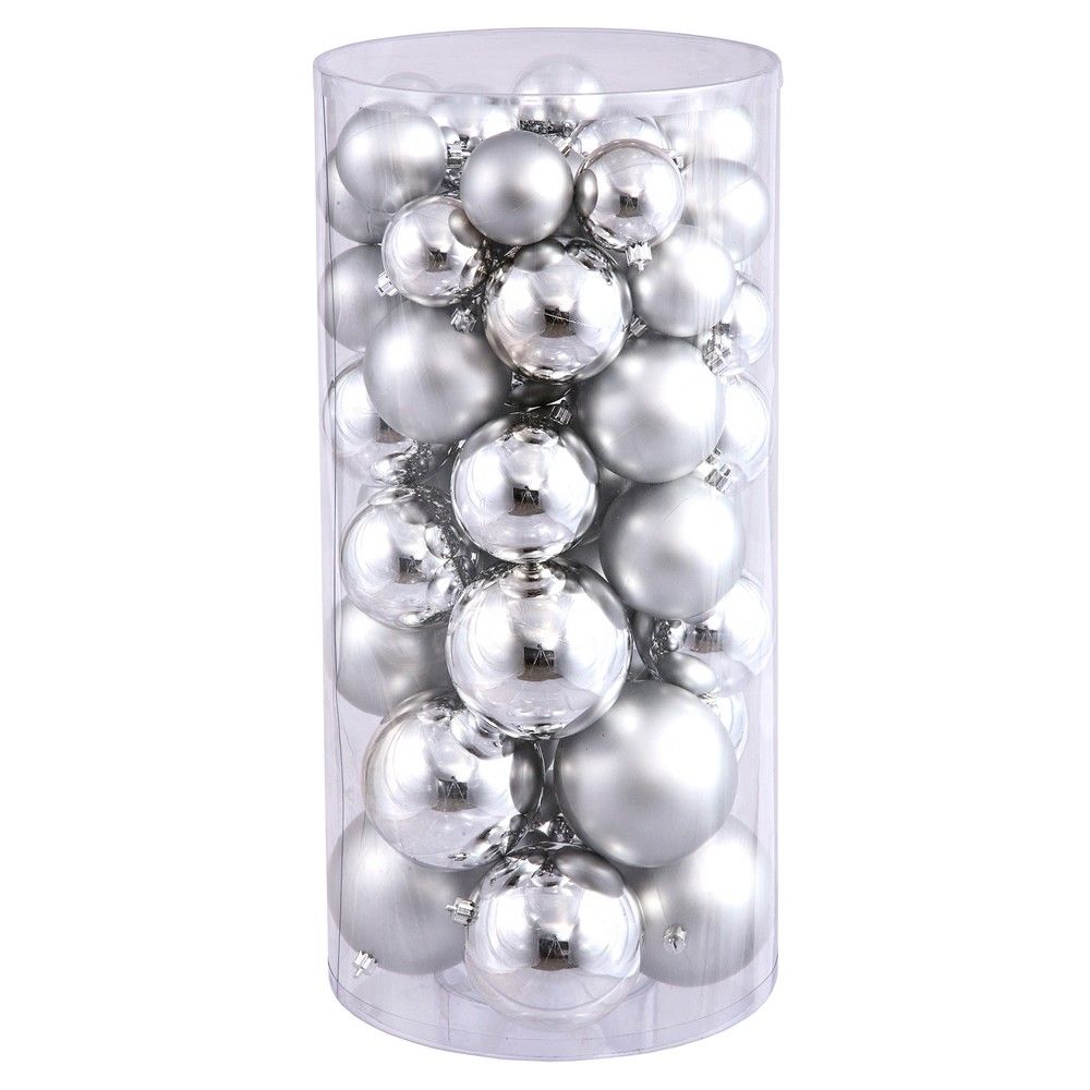 Vickerman 2.4-3""-4"" Silver Shiny/Matte Ball Christmas Ornament, 50 per Box | Target