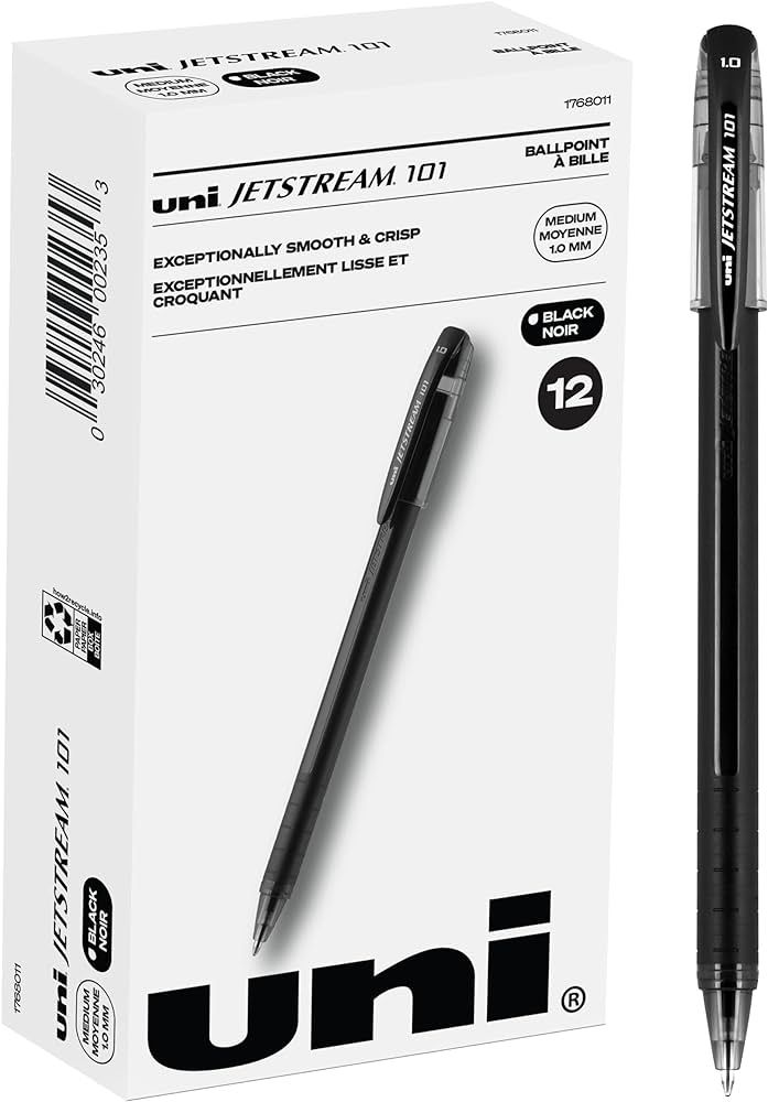 Uniball Jetstream 101 12 Pack, 1.0mm Medium Black, Wirecutter Best Pen, Ballpoint Pens, Ballpoint... | Amazon (US)