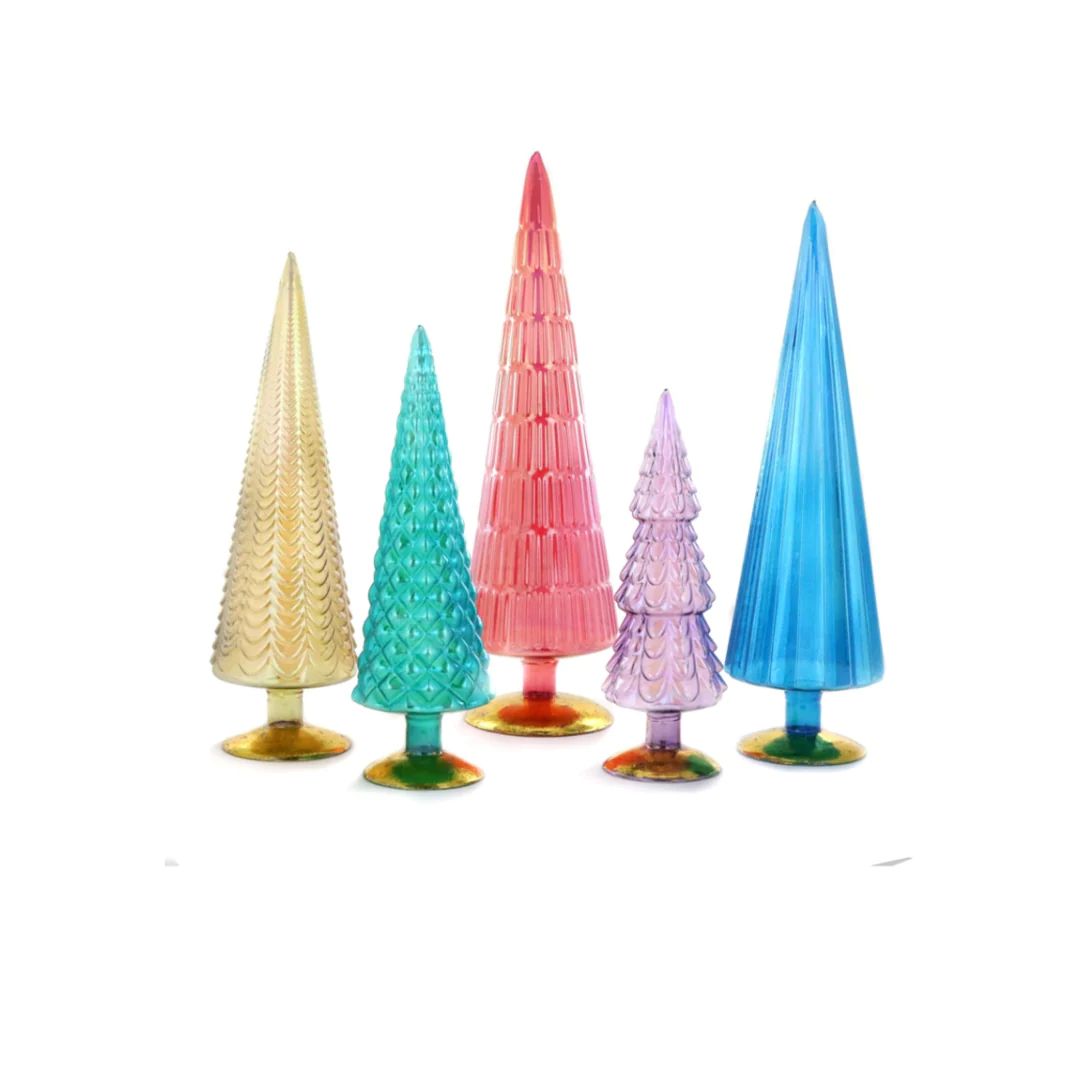 Iridescent Glass Trees (Set of 5) | Ellie and Piper