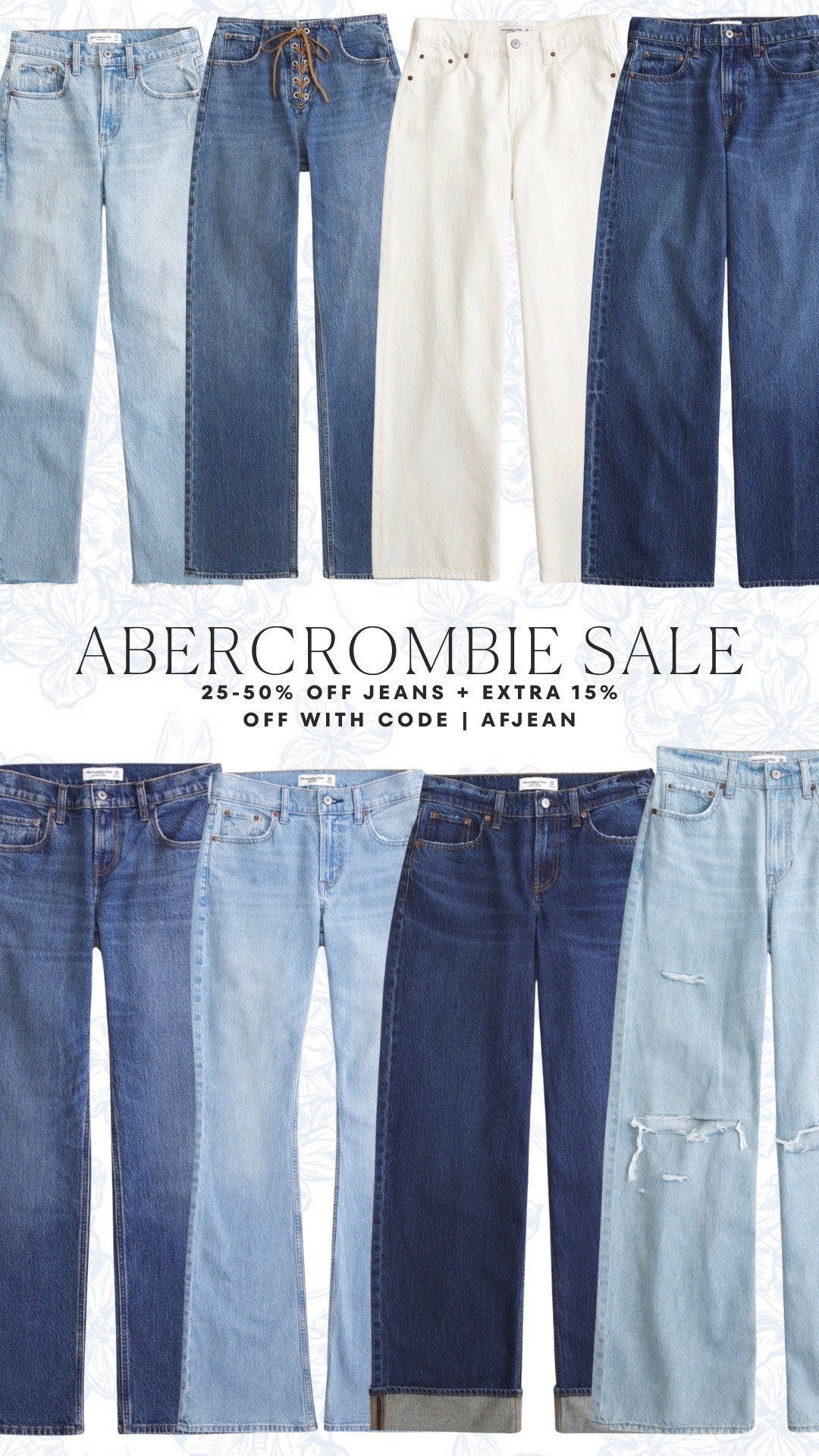 HUGE Abercrombie Jeans Sale! 25-50% off PLUS an extra 15% off with code AFJEAN 👖🔗 #abercrombiesale

#LTKSaleAlert