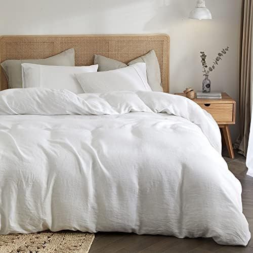 HYPREST 100% Pure French Linen Duvet Cover King Size, White Ultra Soft and Cooling Linen Bedding ... | Amazon (US)