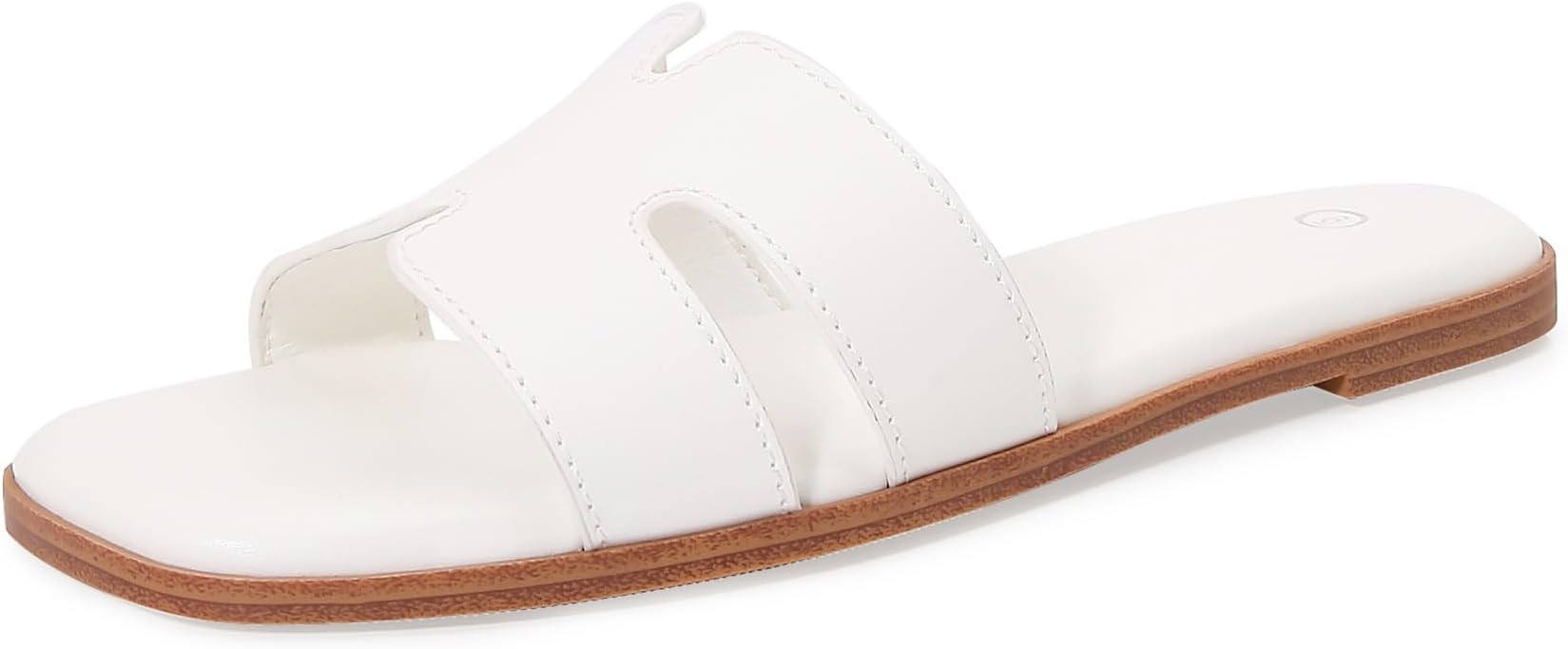 Women's Slide Sandals Comfortable Flat Slip On Leather Sandals | Amazon (US)