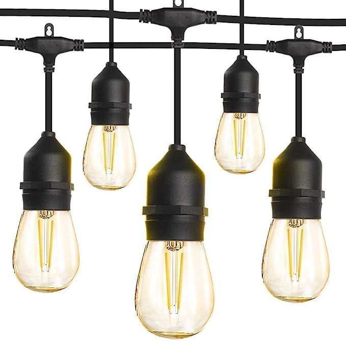 LED Outdoor String Lights 48FT with 2W Dimmable Edison Vintage Shatterproof Bulbs and Commercial ... | Amazon (US)