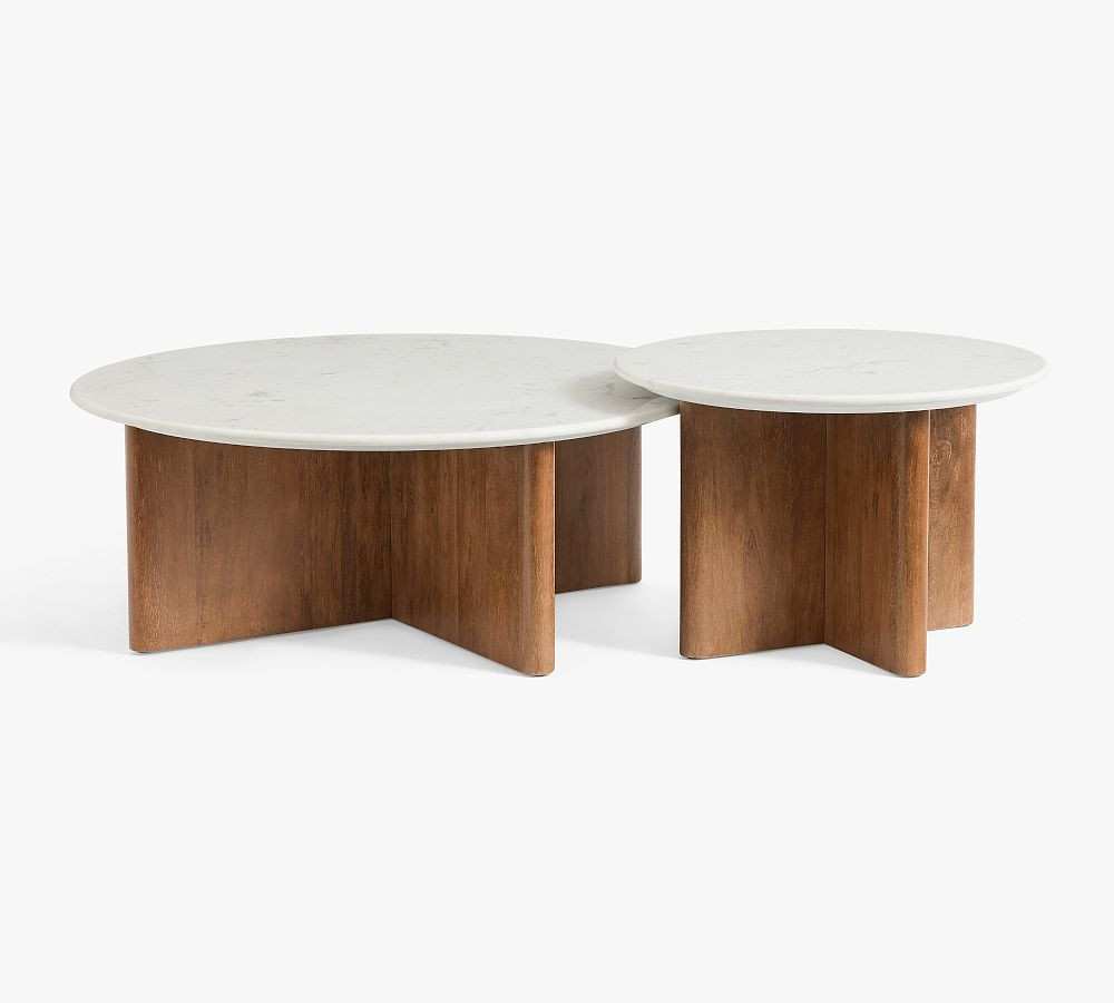 Cayman Round Marble Nesting Coffee Tables Set of 2, Antique Umber | Pottery Barn (US)