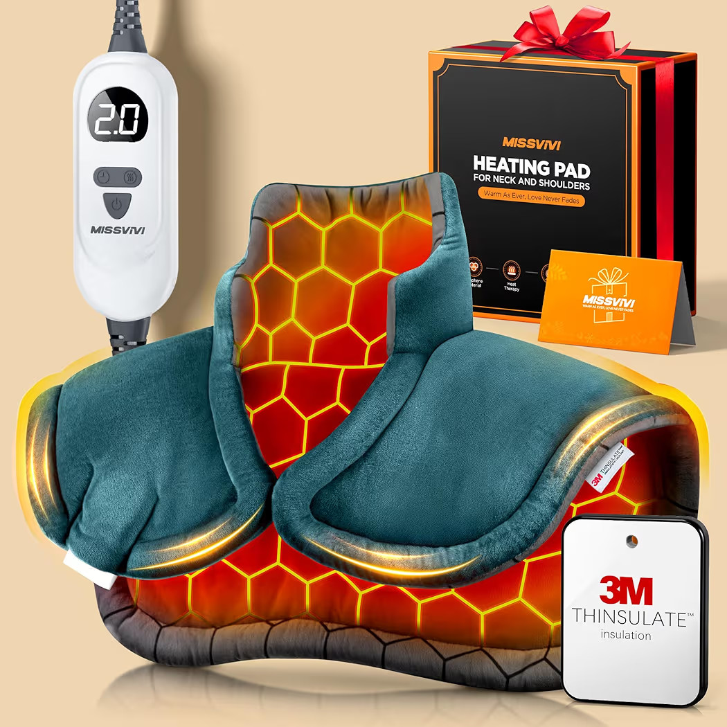 Graphene-Infused Instant Heating Pad with 3M Thinsulate, Ergonomic Weighted Heating Pad for Neck ... | Amazon (US)
