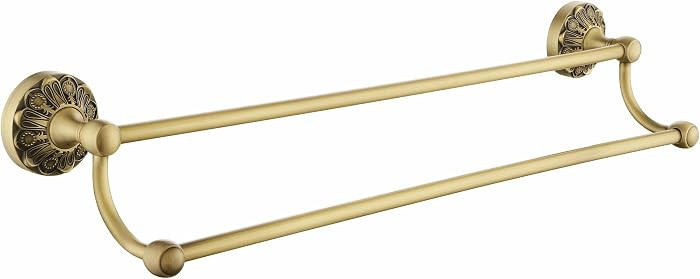 Antique Brass Double Towel Bar, 24 inch Bath Towel Holder Wall Mount, Vintage Gold Decorative Bat... | Amazon (US)