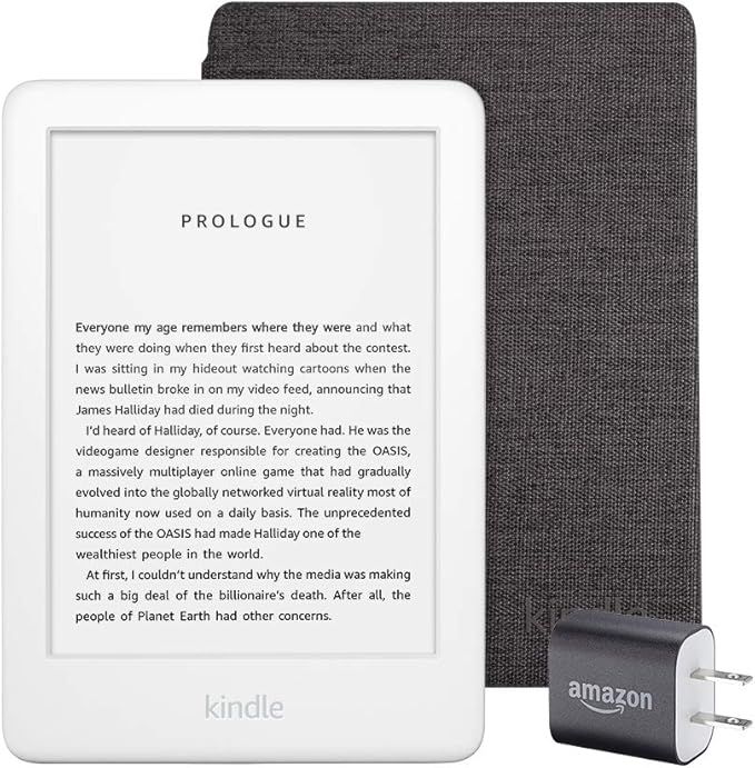 Kindle Essentials Bundle including Kindle, now with a built-in front light, White - Kindle Fabric... | Amazon (US)