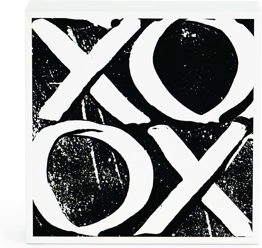 DEMDACO Hugs and Kisses - 4 Inch Black/White MDF Wood Decorative Tabletop Block Sign | Amazon (US)